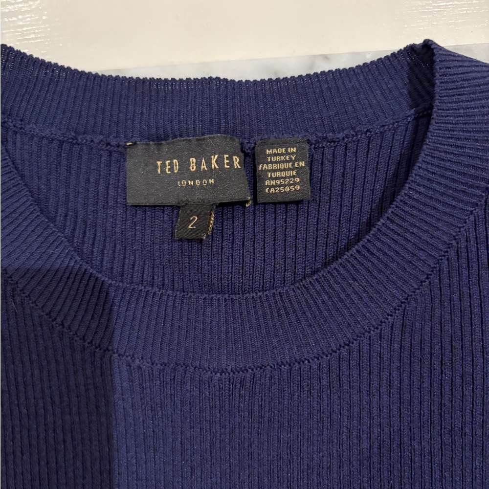 Ted Baker Dark Blue Short Sleeve Top - Picture 2 of 4